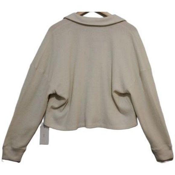 Abercrombie & Fitch Soft AF Cozy Cream Collared Long Sleeve V-Neck Sweater Sz L - Picture 2 of 6